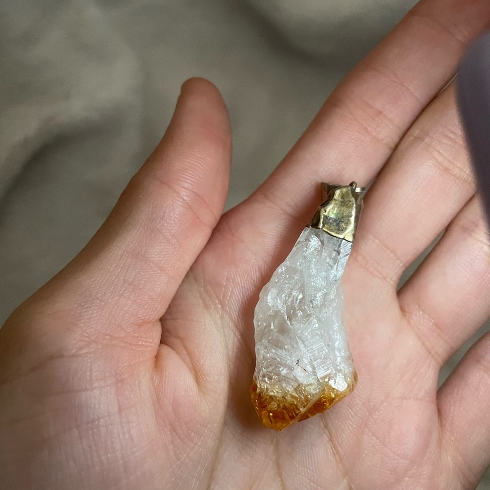 Citrine-Tip Quartz Pendant - Picture 3 of 4